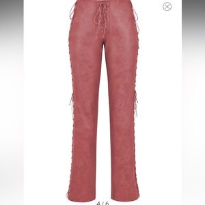 Lace-Up Faux Leather Trousers